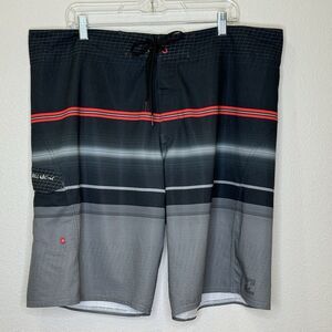 Billabong Platinum X Mens Swim Suit Board Shorts Size 40 Black Gray Red Pocket